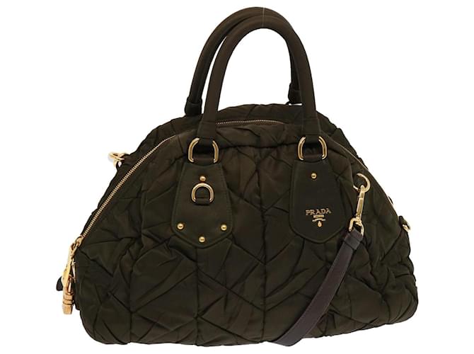 Prada Hand Bag Nylon 2way Khaki Auth 69944  ref.1325046