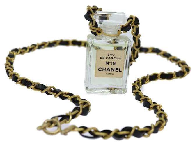 CHANEL Perfume No.19 Necklace metal Gold Clear CC Auth ar11667B Golden  ref.1325084