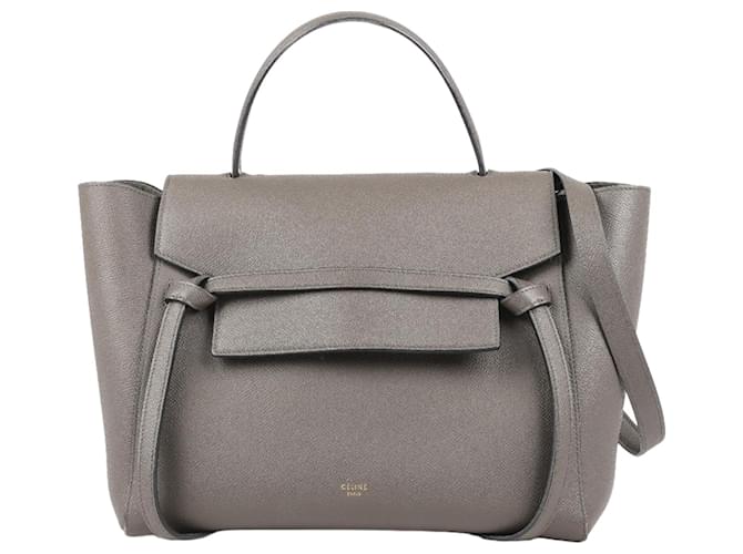 Céline CELINE Grained Calfskin Mini Belt Bag in Gray Grey Leather  ref.1325214