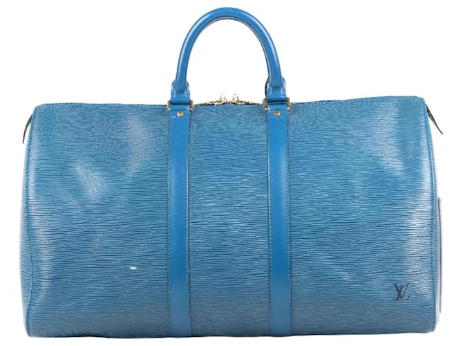 Louis Vuitton Toledo Blue Epi Leather Keepall 45 M42975  ref.1325220