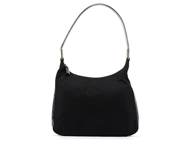PRADA Shoulder bags Leather Black Tessuto Metallo  ref.1325229