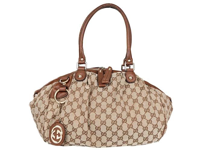 Gucci GG Monogram Sukey Shoulderbag Beige Cloth  ref.1325245