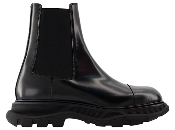 Treadslick Ankle Boots - Alexander McQueen - Calfskin - Black Leather Pony-style calfskin  ref.1325311