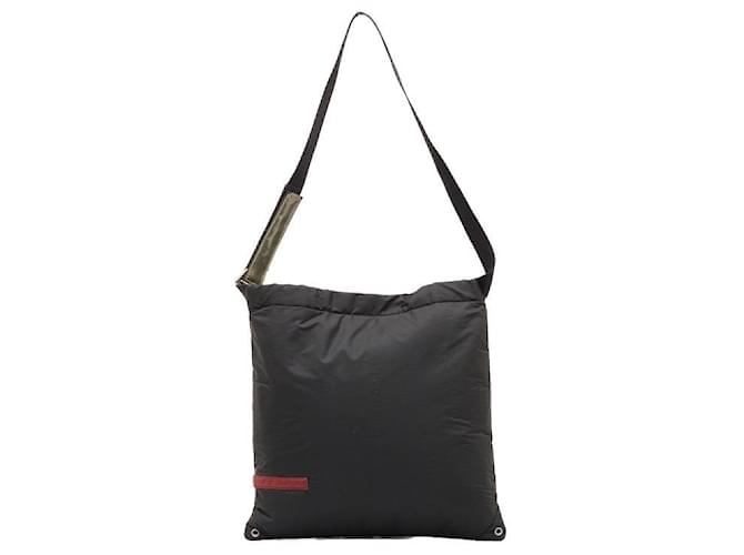 Bolsa de ombro Prada em nylon com logo em muito bom estado Preto Lona  ref.1325338