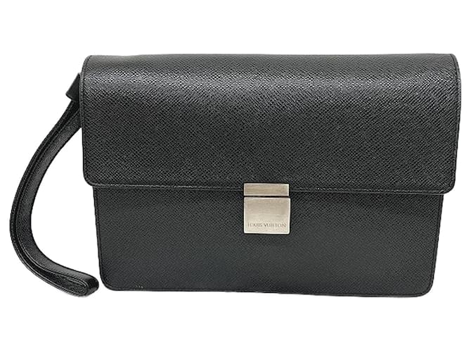 Louis Vuitton Taiga Selenga Clutch Bag M30782 in gutem Zustand Schwarz Leder  ref.1325353