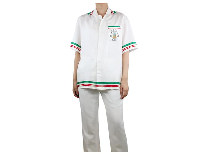 Casablanca Camisa estampada de seda blanca - talla S Blanco  ref.1325482