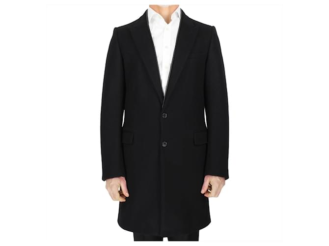 Dior Tailored-Fit Coat Black Leather Wool  ref.1325544