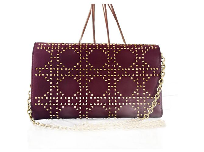 Wallet on chain , Lady Dior Doré Bordeaux