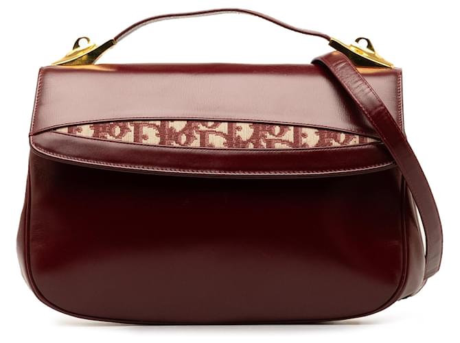 Bolsa oblíqua de couro vermelho Dior Lona Bezerro-como bezerro Pano  ref.1325618