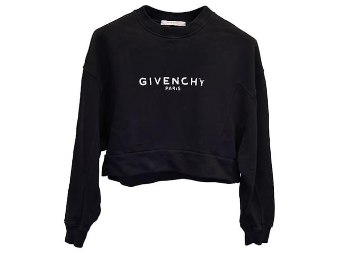 Sudadera corta con logo de Givenchy en algodón negro  ref.1325695