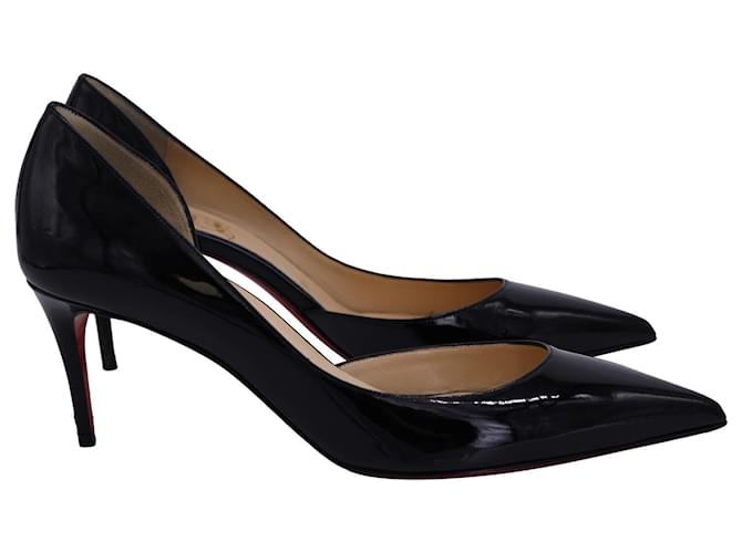 Zapatos de tacón Christian Louboutin Iriza con punta en punta en charol negro Cuero  ref.1325696