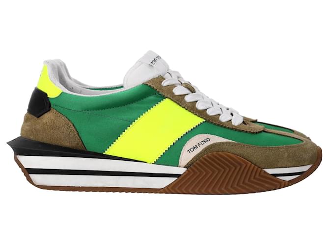 Tom Ford James Rubber-Trimmed Sneakers in Green Canvas and Suede Cloth  ref.1325714