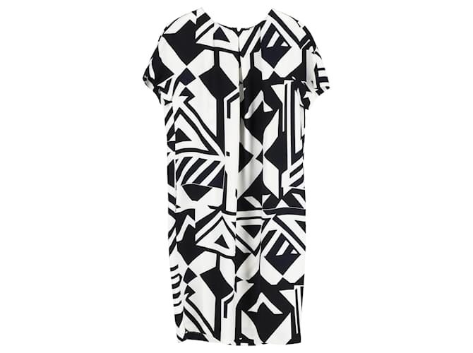 Max Mara Robe à imprimé géométrique en polyester noir et blanc  ref.1325723