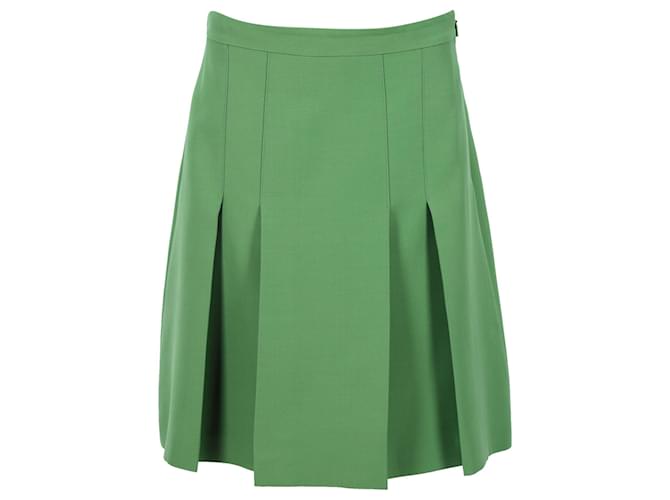 Gucci Pleated Skirt In Green Wool  ref.1325736