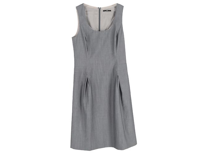 Hugo Boss Sleeveless Shift Dress in Grey Wool