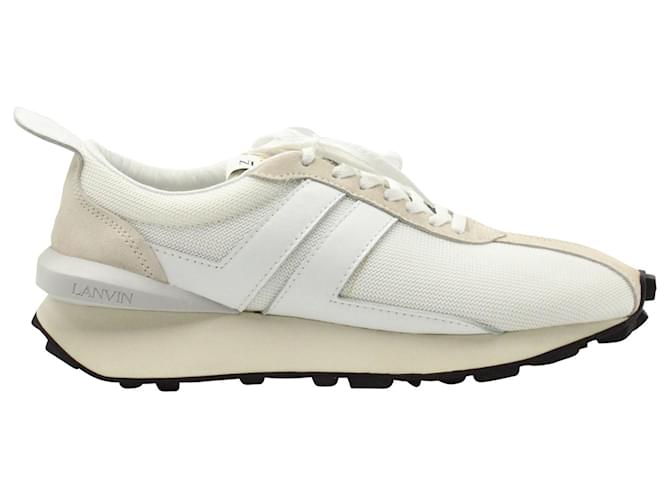 Lanvin Bumper Running Sneakers in Cream Polyester White  ref.1325821