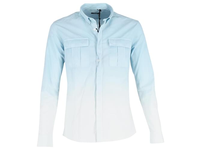 Balmain Ombre Button-Up Shirt in Blue Cotton  ref.1325822