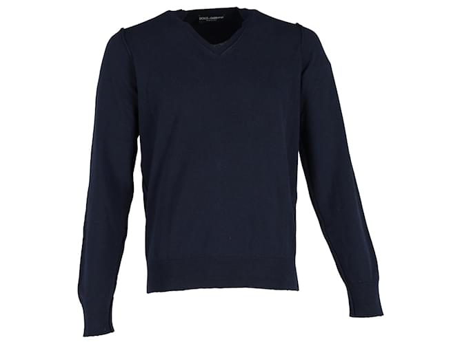 Dolce & Gabbana V-neck Jumper in Blue Wool  ref.1325825