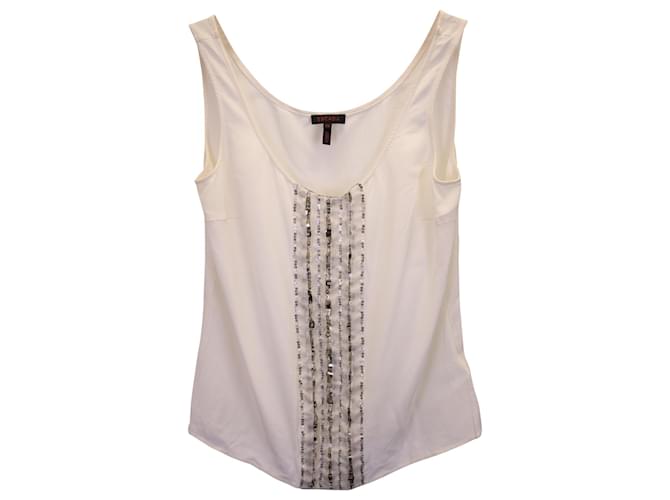 Escada Sequin Sleeveless Top in White Silk  ref.1325839