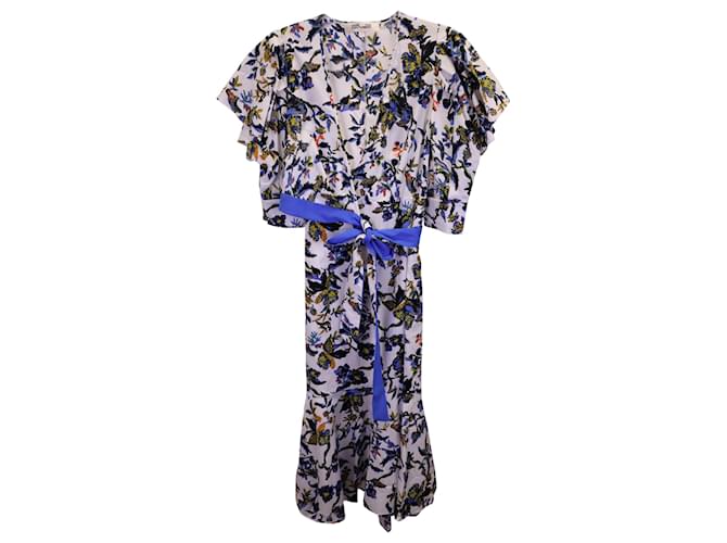 Diane von Furstenberg Annabeth Midi Dress in Floral Cotton Blue  ref.1325840