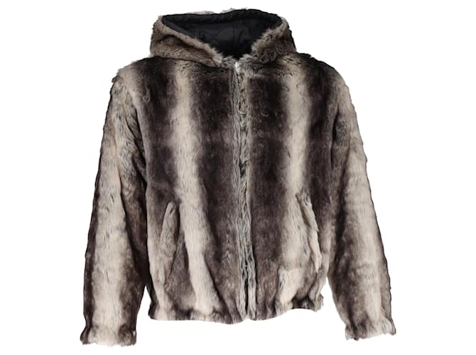 Supreme Faux Fur Reversible Hooded Jacket in Beige Acrylic  ref.1325863