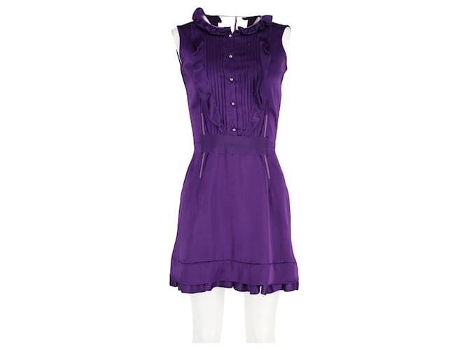 Mulberry Ruffled Sleeveless Mini Dress in Violet Silk Cotton Purple  ref.1325881
