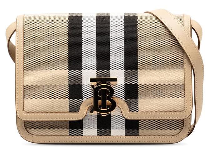 Bolsa de ombro Burberry Nova Check TB em ótimo estado Bege Algodão  ref.1325918