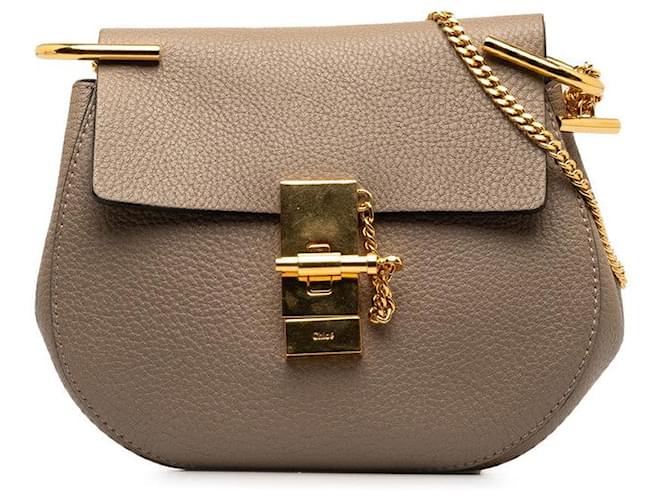 Chloé Bolsa de ombro de couro Chloe Drew com corrente bege e dourada em ótimo estado  ref.1325919