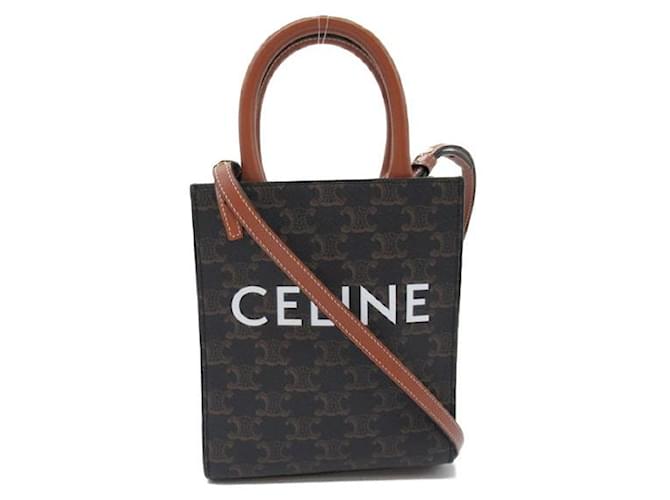 Céline Celine Triomphe Mini Vertical Cabas Bag Bolso Bandolera Lona en Lienzo  ref.1325950
