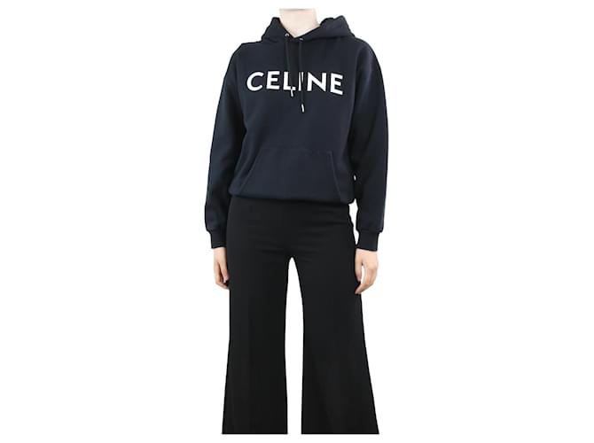 Céline Sweat à capuche noir imprimé logo - taille M Coton  ref.1325968