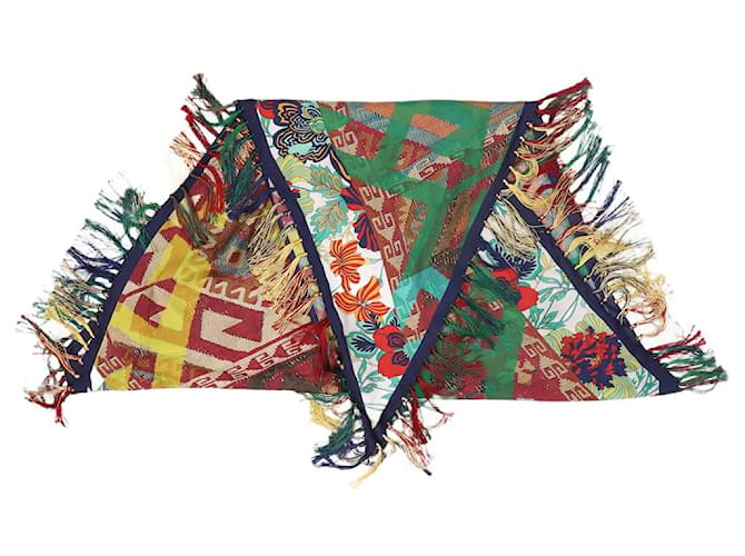 Autre Marque Pañuelo con borlas de seda con estampado multicolor  ref.1325971