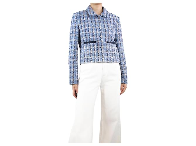 Claudie Pierlot Blue padded shoulder tweed jacket - size UK 10 Polyester  ref.1325987