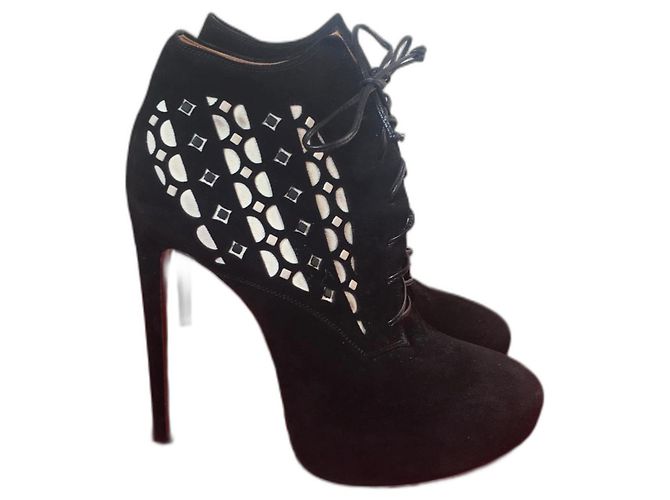 Bottines à talons hauts Alaïa Plateau noir et blanc taille 9,5