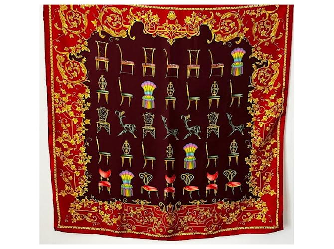 Sublime luxury silk scarf, vintage 90's Atelier Versace Red  ref.1326016