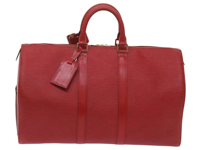 Louis Vuitton Keepall 45 Red Leather  ref.1326035