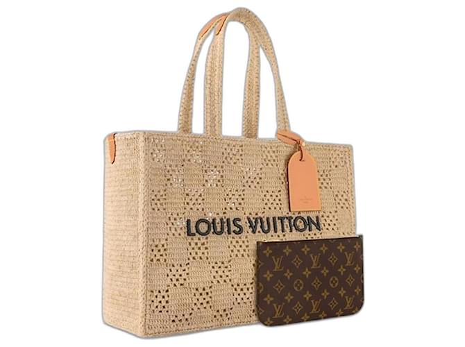 Louis Vuitton LV Raffia tote new Beige Cloth  ref.1326088