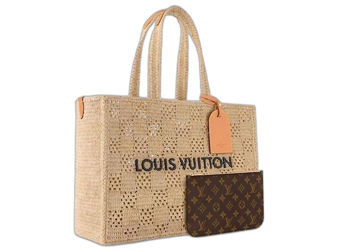 Sac Shopper MM Louis Vuitton Damier Raffia Beige