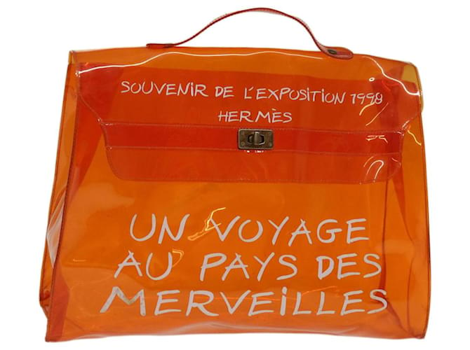 Hermès HERMES Vinyl Kelly Hand Bag Vinyl Orange Auth 69935  ref.1326098