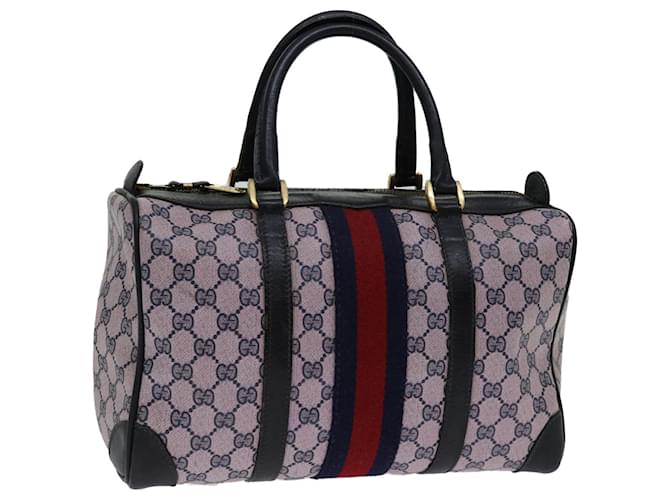 GUCCI GG Supreme Sherry Line Boston Bag PVC Navy Red Auth ep3859 Navy blue  ref.1326129