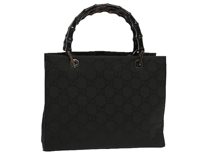 GUCCI Bamboo GG Canvas Hand Bag Black 002 1016 Auth yk11364  ref.1326135