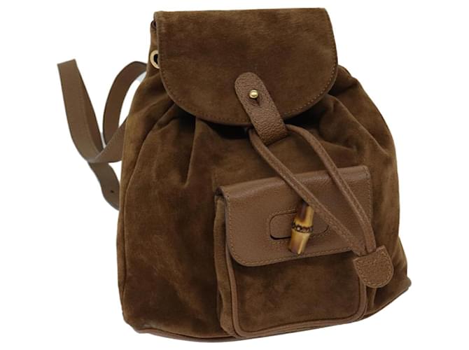 GUCCI Bamboo Backpack Suede Brown 003 2852 0030 0 Auth yk11526  ref.1326168