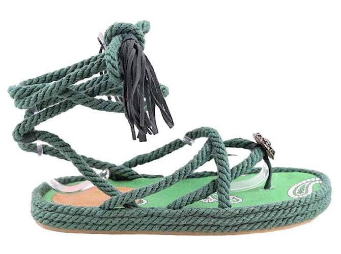 Etro Leather sandals Green  ref.1326320