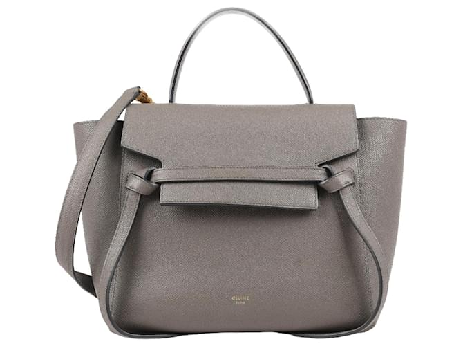Céline CELINE Grained Calfskin Micro Belt Bag in Grey Leather  ref.1326435