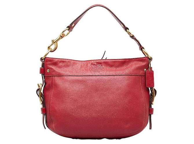 Coach Leder Umhängetasche Rot Gold in sehr gutem Zustand  ref.1326578