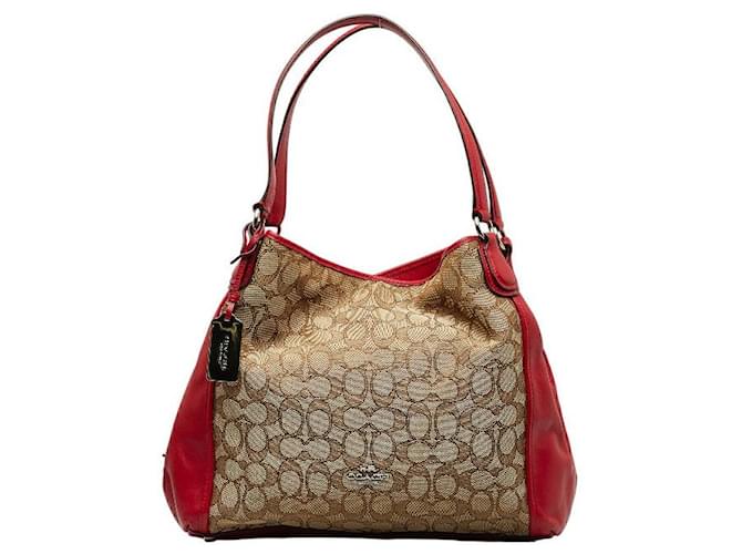 Sac à main en cuir signature Coach Canvas 36370 en très bon état Toile Beige  ref.1326582