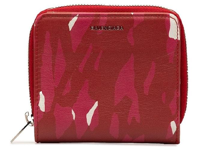 Balenciaga Leder Compact Bifold Wallet 392125 in sehr gutem Zustand Rot  ref.1326603