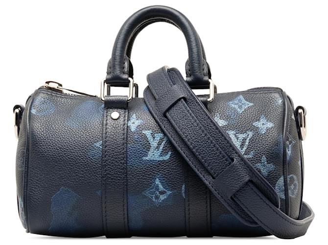 Louis Vuitton Bleu Taurillon Encre Aquarelle Keepall Bandouliere XS Cuir Veau façon poulain  ref.1326768