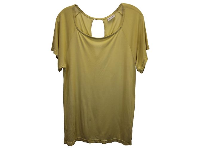 Top con abertura en la espalda de algodón amarillo de Dries Van Noten