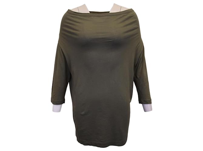 Dries Van Noten Off-Shoulder Mini Dress in Olive Cotton Green  ref.1326830