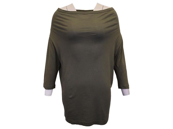 Miniabito Dries Van Noten con spalle scoperte in cotone verde oliva